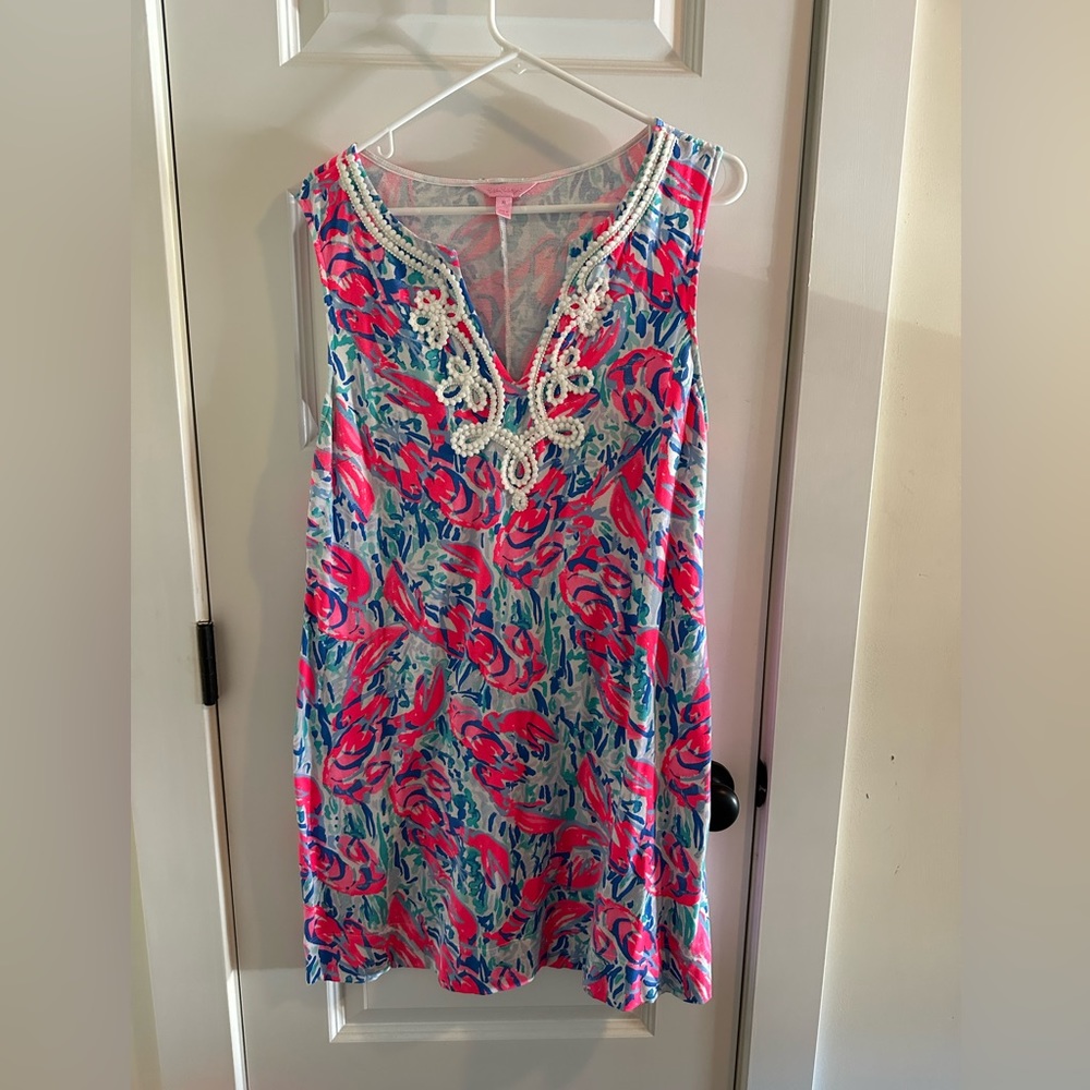 Harper Shift dress in Cosmic Coral Cracked Up